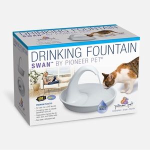 Pioneer Pet 80oz White Plastic Swan Pet Drinking Fountain